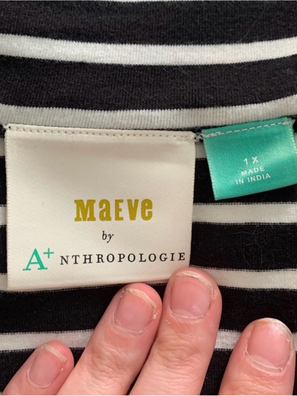 Anthropologie Black and White Striped Off-Shoulder Crop Top - Picture 3 of 8